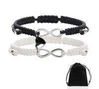 dinghaole 2 pulseras magnéticas para parejas, pulsera de atracción mutua a juego, pulsera magnética de corazón de amor con cuentas de piedra natural, regalo para novio, novia, tu amante, mejor amigo