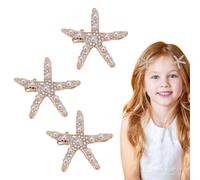 dinghaole 3 pinzas para el pelo de estrella de mar, pinzas de pelo con diamantes de imitación de estrella de mar, accesorios de sirena, accesorio para el cabello para festivales temáticos del mar,