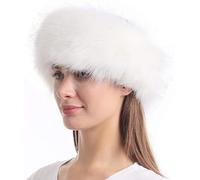 Dinghaole Orejeras de piel sintética para mujer, calentador de orejas de invierno para mujer, gorro de esquí estilo cosaco ruso, gorro de invierno redondo, grueso y esponjoso, orejeras peludas, gorro