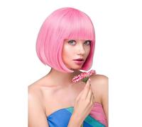 Dinghaole Peluca de estilo Bob rosa, peluca corta de neón para fiesta de baile de adultos, despedida de soltera, talla única