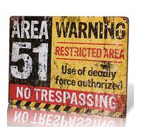 dingleiever - Divertido póster decorativo para exteriores Area 51 No Trespassing Military Vintage Metal Yard Sign