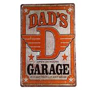 Dingleiever DL-Dad's Garage - Letrero de metal para decoración divertida y humorística de papá