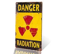 dingleiever Letrero de estaño con texto en inglés "Danger Radiation Allied Military Vintage - Letreros divertidos para exteriores