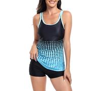 Dinglong bañador con Relleno Conjunto de Traje de baño Tipo bóxer con Falda Acolchada y Estampado Degradado para Mujer bañador con Relleno vikinis para Mujeres 2024 bañadores reductores Mujer