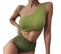 Dinglong Braga Menstrual Mujer Solid Color Fashion Bikini Swimsit Ladies Swimswears Tankinis Set Braga Menstrual Mujer (Green, L)