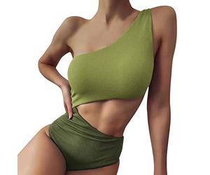 Dinglong Braga Menstrual Mujer Solid Color Fashion Bikini Swimsit Ladies Swimswears Tankinis Set Braga Menstrual Mujer (Green, L)