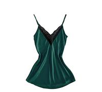 Dinglong Camisón de Seda Ropa Interior Pijamas Lencería con Cuello en V Ropa de Dormir Vestidos exóticos de satén de Encaje para Mujer Vestidos Playa Mujer Camison Sexy Mujer Lenceria Seda