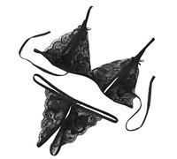 Dinglong Conjunto Sujetador y Braga Mujer Las Mujeres prueban los Senos Expuestos de Puntos + Ropa Interior Abierta Conjunto Sujetador y Braga Mujer (Black, One Size)