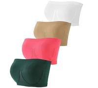 Dinglong sostenes de mujer Sujetadores deportivos de 4 piezas para mujer, sujetador sin tirantes de talla grande, Top acolchado de tubo Bandeau, sujetador elástico para Yoga y Fitness