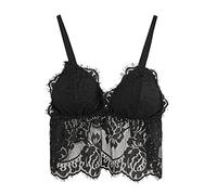 Dinglong sujetadores broche delantero Bralette de encaje para mujer Camisola con cuello en V Top de doble capa sujetadores broche delantero top bandeau top sin tirantes bralette mujer encaje
