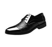 Dinglong Trajes para Hombre Vestir Zapatos de Cuero de para Hombre, de tamaño, Informales, de tacón bajo, Planos, de Color sólido, Estilo británico Trajes para Hombre Vestir (Black, 42)