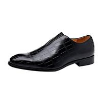 Dinglong Zapatos de Boda Zapatos de Estilo clásico para Hombres Resbalón en Cuero de PU de Goma Trabajo de tacón de Bloque Zapatos de Boda (Black, 43)