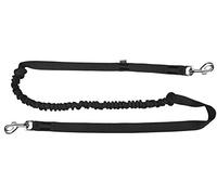 Dingo Correa de canicross con Amortiguador, 2 Ganchos, Ligera, absorción de tracción, Correa acoplable para Correr, Deportes, Trotar, Entrenar, Poliamida, Hecha a Mano, Negro