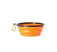 Dingo Dog Travel Bowl Made of Silicone with a Metal Carabiner, Black Edge Additionally Stiffened, Foldable and Lightweight Dog Feeder, Capacity 1000 ml, Orange (14468)