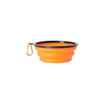 Dingo Dog Travel Bowl Made of Silicone with a Metal Carabiner, Black Edge Additionally Stiffened, Foldable and Lightweight Dog Feeder, Capacity 650 ml, Orange (14467)