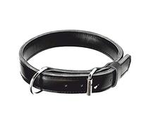 Dingo Gear MAX Collar de Cuero Genuino, Collar Extremadamente Fuerte y Duradero con Accesorios Cromados, Perímetro de Cuello de Perro 56-64 cm, Adecuado para Perros de Trabajo, Negro (S04032)