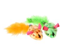 Dingo 21248 - Juego de 2 Ratones de Punto con Campanas y Colas esponjosas para Jugar y Cazar. Juguetes Ligeros para Mascotas, Colores Naranja y Verde