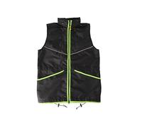 Dingo Waldemar Rutkowski Chaleco de entrenamiento para perros con dos bolsillos con cremallera, 2 bolsillos abiertos, capucha, ajustable, ajustado, impermeable, negro con ribete verde, talla XL (16433
