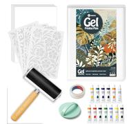 DINGSEN Kit de almohadilla de impresión en gel, placa de gel reutilizable para monoimpresión, estampado y arte de textura, incluye mini cepillo de rodillo, herramienta de arte no tóxica para