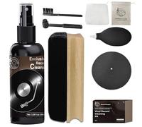 DINGSEN Kit de limpieza de discos de vinilo, limpiador completo de discos de vinilo de 8 en 1,100 ml, cepillo de terciopelo, cepillo de mango recto, cepillo de cabeza redonda, bandeja de discos de