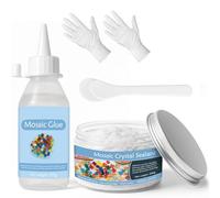 DINGSEN Kit de mosaico, incluye pegamento para mosaicos y lechada, aplicador, guantes, perfecto para decoración del hogar, manualidades, regalos hechos a mano (lechada blanca)