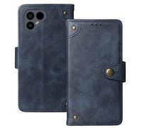 Dingshengk Azul Retro Genuino Carcasa Funda TPU Silicona para Fairphone 4 6.3" Magnética Premium Caso Protección Cuero Billetera Antigolpes Cover Teléfono Case Etui