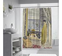 DINGSION Revestimientos de Cortina de Ducha Estilo Henri Matisse Mujer Junto a la Ventana Cortina de Ducha Personalizable Personalizada Cortina de tabique de baño W150xL180cm
