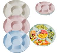 Dinhauyon Bandeja de bocadillos, divisor de bocadillos de 23 cm, tazón de distribución de bocadillos lavados a máquina de 4pcs, bandeja de frutas adecuada para fiestas de fiestas familiares