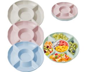 Dinhauyon Bandeja de bocadillos, divisor de bocadillos de 23 cm, tazón de distribución de bocadillos lavados a máquina de 4pcs, bandeja de frutas adecuada para fiestas de fiestas familiares