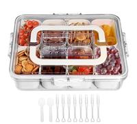 Dinhauyon Caja De Bocadillos Con Compartimento, Con 8 De Compartimento Extraíble Con Una Cuchara De Horquilla Para Almacenar Dulces, Frutas y Bocadillos Portátiles