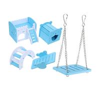 DINHEAROM 1juego Accesorios para Jaula De Hamster Nido De Madera Puente Arco y Columpio para Pequeños Animales