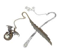 DINHEAROM 2 Marcapáginas de Hierro con Diseño Vintage de Dragón Volador y Estrellas, Estructura Segura con Intrincado, Accesorios Decorativos para Lectura en Casa u Oficina