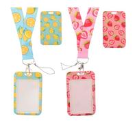 DINHEAROM 2 piezas Fundas de Identificación con Lanyard y de Frutas Cubiertas para Tarjetas de Id Colgantes Prácticos para Oficina y