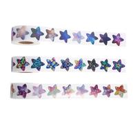 DINHEAROM 3 rollos Pegatinas de Recompensa Adhesivas Forma de Pentagrama con Unidades Autoadhesivas para Profesores y Manualidades Infantiles para Premiar y Decorar Colegios