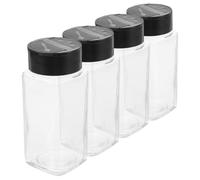 DINHEAROM 4 Tarros de Cristal para Especias con Tapa Hermética, Organizador de Condimentos de 120ml, Dispensador Multiusos para Cocina Moderna y Saleros de Viaje