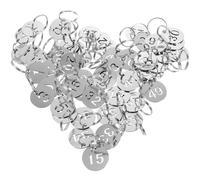 DINHEAROM 50 Etiquetas Numeradas de Acero Inoxidable, Etiquetas Redondas Pequeñas para Llaveros, Identificadores Clave Prácticos, Numeración del 1 al 50, para Organización y Etiquetado