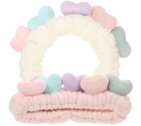 DINHEAROM Banda el Cabello Forma de Corazón para Mujer 2 Diademas Elásticas Cómoda y Agradable para Lavar la Cara y Maquillaje de Spa