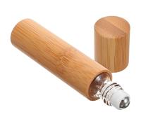 DINHEAROM Botella Roll-on de Bambú y Vidrio 10 Ml, Envase Rellenable para Perfume y Aceites Esenciales, Botella de Viaje Compacta, Frasco Cosmético sin Logo, Recipiente Portátil