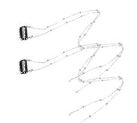 DINHEAROM Cadena para Trenzas de Cabello Perlas para Mujeres, Accesorios Cabello Ligeros de Metal, Diseño Delicado y Plateado para Muchas Ocasiones, 2 Piezas