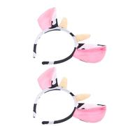 DINHEAROM Diadema de Peluche Orejas de Vaca y Cuernos, 2 Piezas, Banda Flexible para Cabeza, Accesorios de Disfraz para Halloween y Fiestas Infantiles, Cómoda y Ajustable