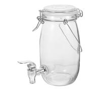 DINHEAROM Dispensador de Zumo de Vidrio de 1 L Grifo y Tapa Hermética para Uso Doméstico y Fiestas Recipiente para Bebidas Refrescantes