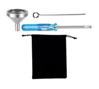 DINHEAROM Embudo de Acero Inoxidable para Relleno de Urnas Pequeñas, Kit Mini Embudos Destornillador Azul y Bolsa de Tela, Suministros para Mascotas y Joyería de Cremación, Uso Práctico