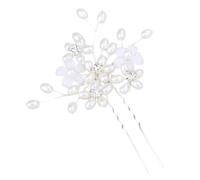 DINHEAROM Horquilla Cabello de Novia Flores y Perlas Falsas en Aleación de Cobre Plata, Diseño Retro Elegante, Fácil y Práctico para Bodas y Bailes