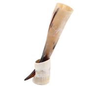 DINHEAROM Juego de Copa de Cuerno de Buey con Soporte, Capacidad 380 Ml, Diseño Clásico y Resistente para Amantes Cerveza y Uso Duradero