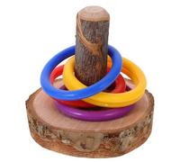 DINHEAROM Juguete de Madera para Loros Anillos Coloridos, Adecuado para Entrenamiento y Resolver Acertijos Parque de Juegos para Loros y Entrenamiento Diario Color Aleatorio