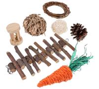 DINHEAROM Juguetes para Hámster y Pequeños Animales, Set de Bolas de Hierba y Madera para Masticar, Mejora la Digestión y Estimula el Gusto, Adecuado para Ratas y Cobayas Varios Estilos