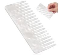 DINHEAROM Peine de Peluquería Antiestático de Acetato Blanco Dientes Anchos para Desenredar el Cabello, Diseño Moderno y Funcional para Uso en Salón Casa