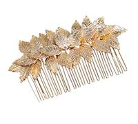 DINHEAROM Peineta de Flores para Boda Dorada de Aleación Diseño de Hojas, Accesorio Decorativo Pelo Elegante y Romántico, Adecuado para Bodas y Promesas