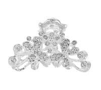 DINHEAROM Pinza De Metal Cabello Gemas De Imitación Mini Pinza Floral Plateada Elegante Accesorio Pelo De Boda Para Novias y Ocasiones Especiales