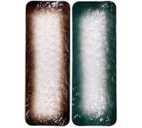 DINHEAROM Platos de Sushi de Cerámica Rectangular 10 Pulgadas Set 2 Piezas en Verde Oscuro y Marrón Plato Multifunción para Servir Sashimi y Aperitivos Adecuado para Hogar y Restaurante